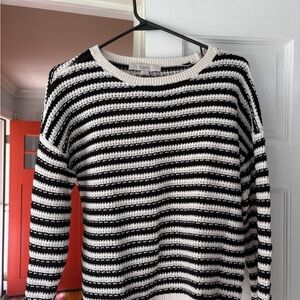 LOFT Black and White Striped Sweater